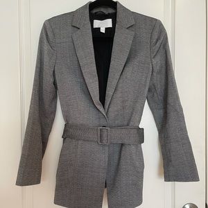 Grey HUGO BOSS belted blazer jacket